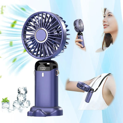 3-in-1 Foldable Neck Fan – LED Display, 5 Speeds, USB Rechargeable