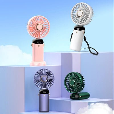 3-in-1 Foldable Neck Fan – LED Display, 5 Speeds, USB Rechargeable